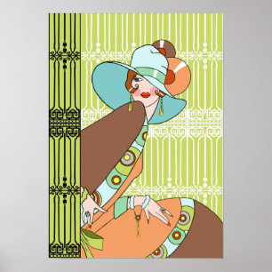 Shelby, Lady uit 1930 in Kiwi en Brown Poster
