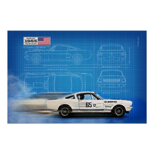 Shelby Mustang 350GT Blueprint Perfect Poster (Voorkant)