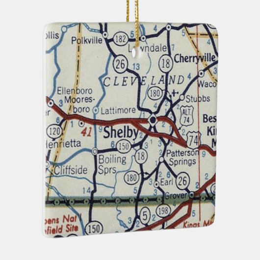 Shelby NC  Map Keramisch Ornament (Rechts)