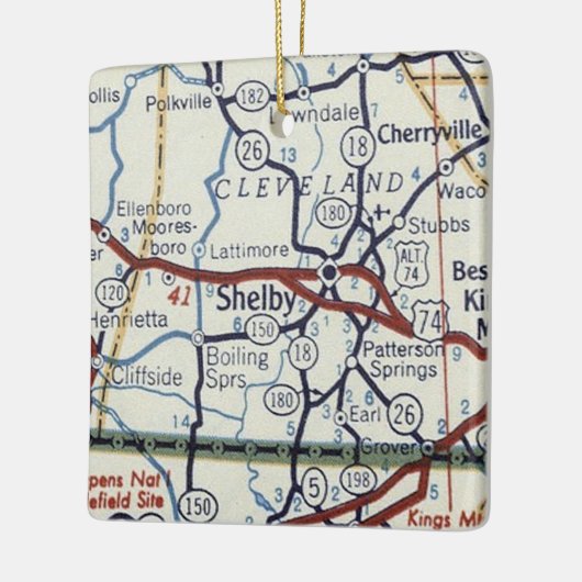Shelby NC Map Keramisch Ornament (Links)