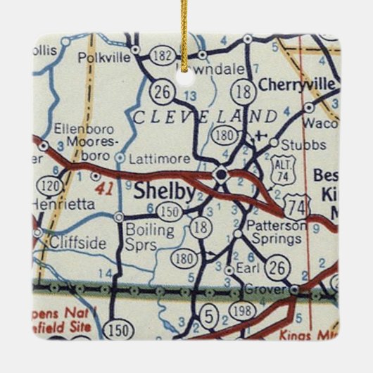 Shelby NC  Map Keramisch Ornament (Achterkant)