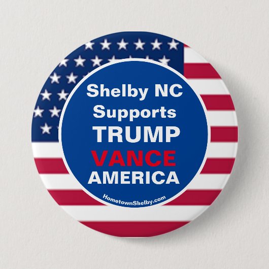 Shelby NC steunt TRUMP VANCE AMERICA Ronde Button 7,6 Cm (Voorkant)