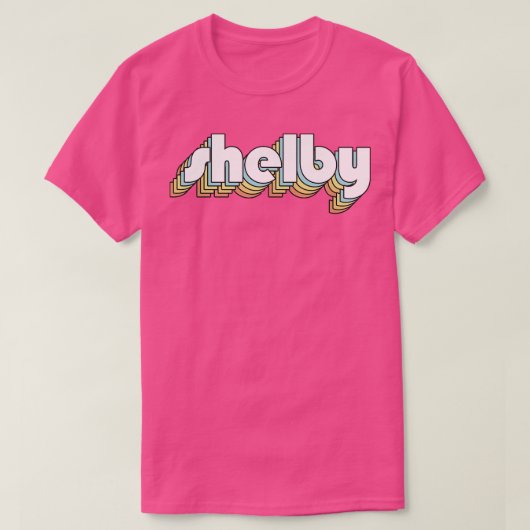 Shelby Retro Rainbow Typography Vervaagde stijl T-shirt (Design voorkant)