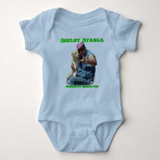 Shelby Stanga Blue Baby Creeper Romper (Voorkant)