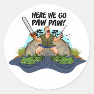 Shelby The Swamp Man - Hier gaan we Paw Paw Ronde Sticker