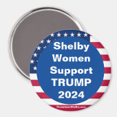 Shelby Vrouwen Ondersteuning TRUMP 2024 Patriottis Magneet (Voorkant / Achterkant)