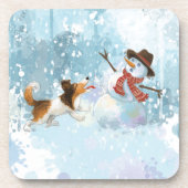 Sheldon de Sheltie en de Sneeuwman Bier Onderzetter (Voorkant)