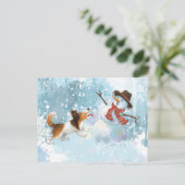 Sheldon de Sheltie en de Sneeuwman Briefkaart (Staand voorkant)