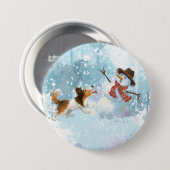 Sheldon de Sheltie en de Sneeuwman Ronde Button 7,6 Cm (Voorkant /achterkant)