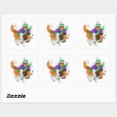 Sheldon de Sheltie en zijn jongen Vierkante Sticker (Vel)