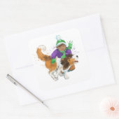 Sheldon de Sheltie en zijn jongen Vierkante Sticker (Envelop)