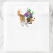 Sheldon de Sheltie en zijn jongen Vierkante Sticker (Tas)