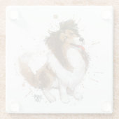 Sheldon de Sheltie Glazen Onderzetter (Achterkant)