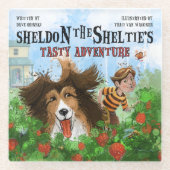 Sheldon de Sheltie Glazen Onderzetter (Voorkant)