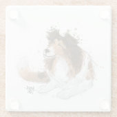 Sheldon de Sheltie Glazen Onderzetter (Achterkant)