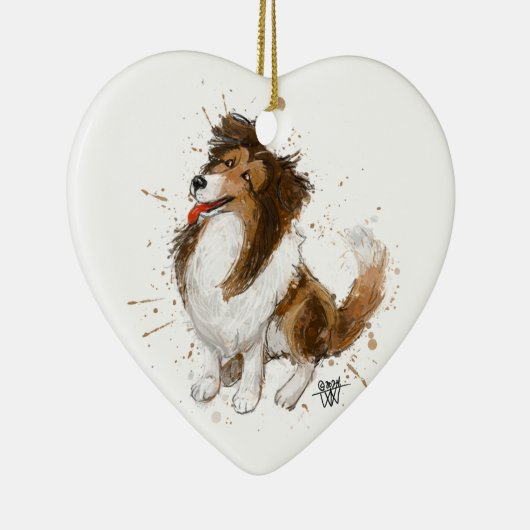 Sheldon de Sheltie Keramisch Ornament (Rechts)