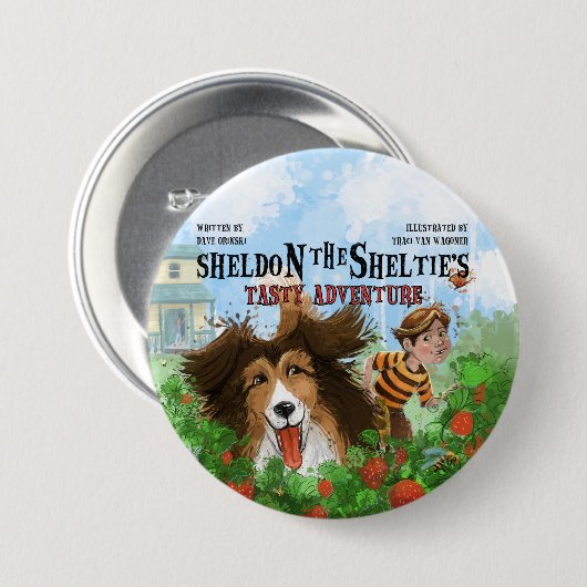 Sheldon de Sheltie Ronde Button 7,6 Cm (Voorkant /achterkant)