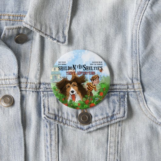 Sheldon de Sheltie Ronde Button 7,6 Cm (In situ)