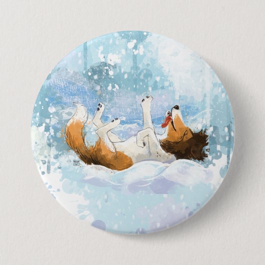 Sheldon de Sheltie speelt in de sneeuw Ronde Button 7,6 Cm (Voorkant)