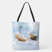 Sheldon de Sheltie speelt in de sneeuw Tote Bag (Achterkant)