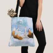 Sheldon de Sheltie speelt in de sneeuw Tote Bag (Dichtbij)