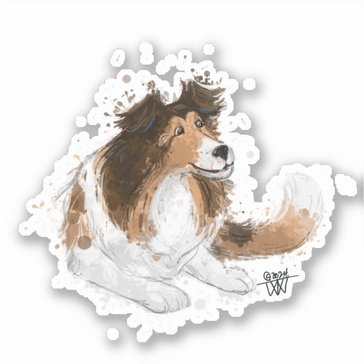 Sheldon de Sheltie Sticker (Voorkant)