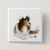 Sheldon de Sheltie Vierkante Button 5,1 Cm (Voorkant)