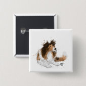 Sheldon de Sheltie Vierkante Button 5,1 Cm (Voorkant /achterkant)