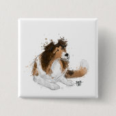 Sheldon de Sheltie Vierkante Button 5,1 Cm (Voorkant)