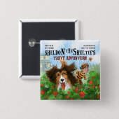 Sheldon de Sheltie Vierkante Button 5,1 Cm (Voorkant /achterkant)