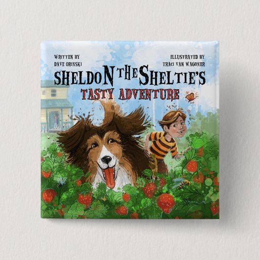 Sheldon de Sheltie Vierkante Button 5,1 Cm (Voorkant)