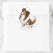 Sheldon de Sheltie Vierkante Sticker (Tas)