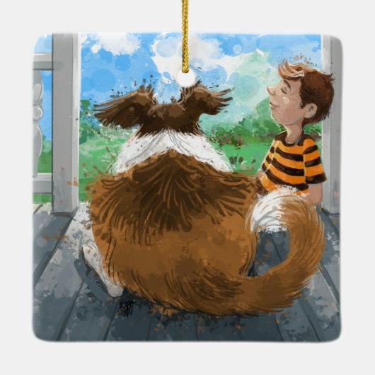 Sheldon en David ontspannen Keramisch Ornament (Achterkant)