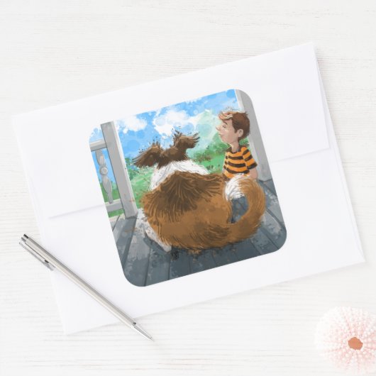 Sheldon en David ontspannen Vierkante Sticker (Envelop)