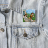 Sheldon en Davie Adventure Vierkante Button 5,1 Cm (In situ)