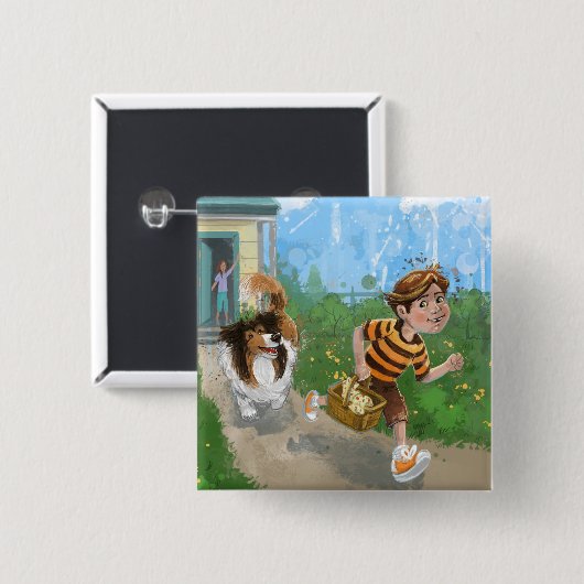 Sheldon en Davie Adventure Vierkante Button 5,1 Cm (Voorkant /achterkant)