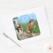 Sheldon en Davie Adventure Vierkante Sticker (Envelop)