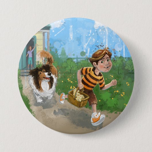 Sheldon en Davie Avontuur Ronde Button 7,6 Cm (Voorkant)