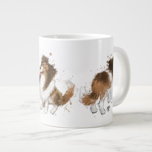 Sheldon op de Sheltie Three Poses Grote Koffiekop (Voorkant rechts)
