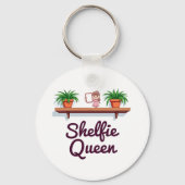Shelfie Queen - Het selfie-moment van de Plant-lie Sleutelhanger (Achterkant)