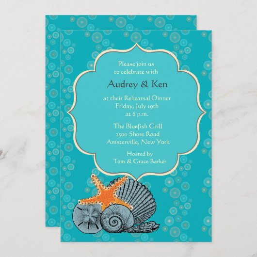 Shell Assortment Rehearsal Dinner Invitation Kaart (Voorkant / Achterkant)