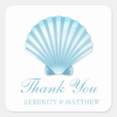 Shell Beach Blue Nautical Wedding Dank u Vierkante Sticker (Voorkant)