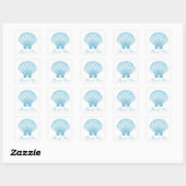 Shell Beach Blue Nautical Wedding Dank u Vierkante Sticker (Vel)