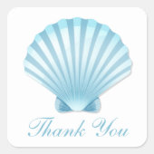 Shell Beach Blue Nautical Wedding Dank u Vierkante Sticker (Voorkant)