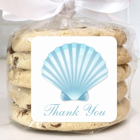Shell Beach Blue Nautical Wedding Dank u Vierkante Sticker