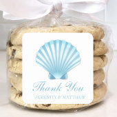 Shell Beach Blue Nautical Wedding Dank u Vierkante Sticker