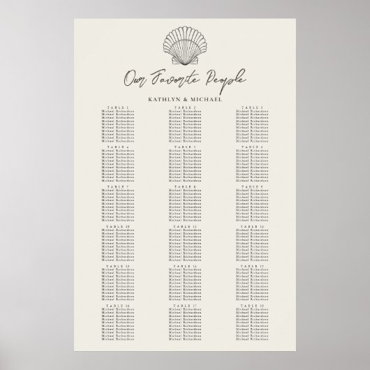 Shell Beach Kustbruiloft 18 Tafelzitgrafiek Poster (Voorkant)