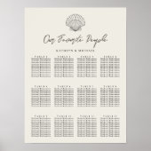 Shell Beach Ocean Bruiloft 12 Tafel Zitkaarten Poster (Voorkant)