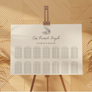Shell Beach Ocean Bruiloft 14 Tafel Zitkaarten Poster