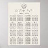 Shell Beach Ocean Bruiloft 16 Tafel Zitkaarten Poster (Voorkant)